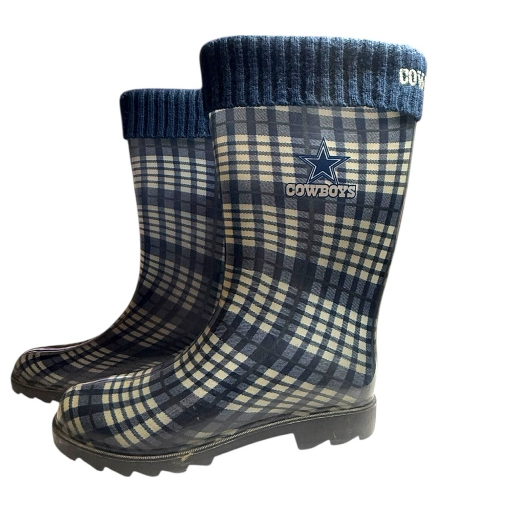 Dallas Cowboys Plaid Rain Boots Size Medium (Women's 7/8) - Picture 5 of 11